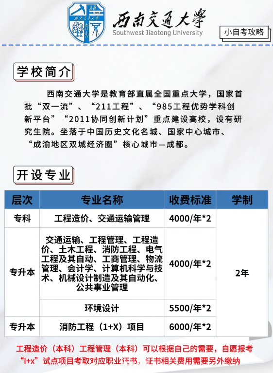 西南交通大学自考消防工程专业